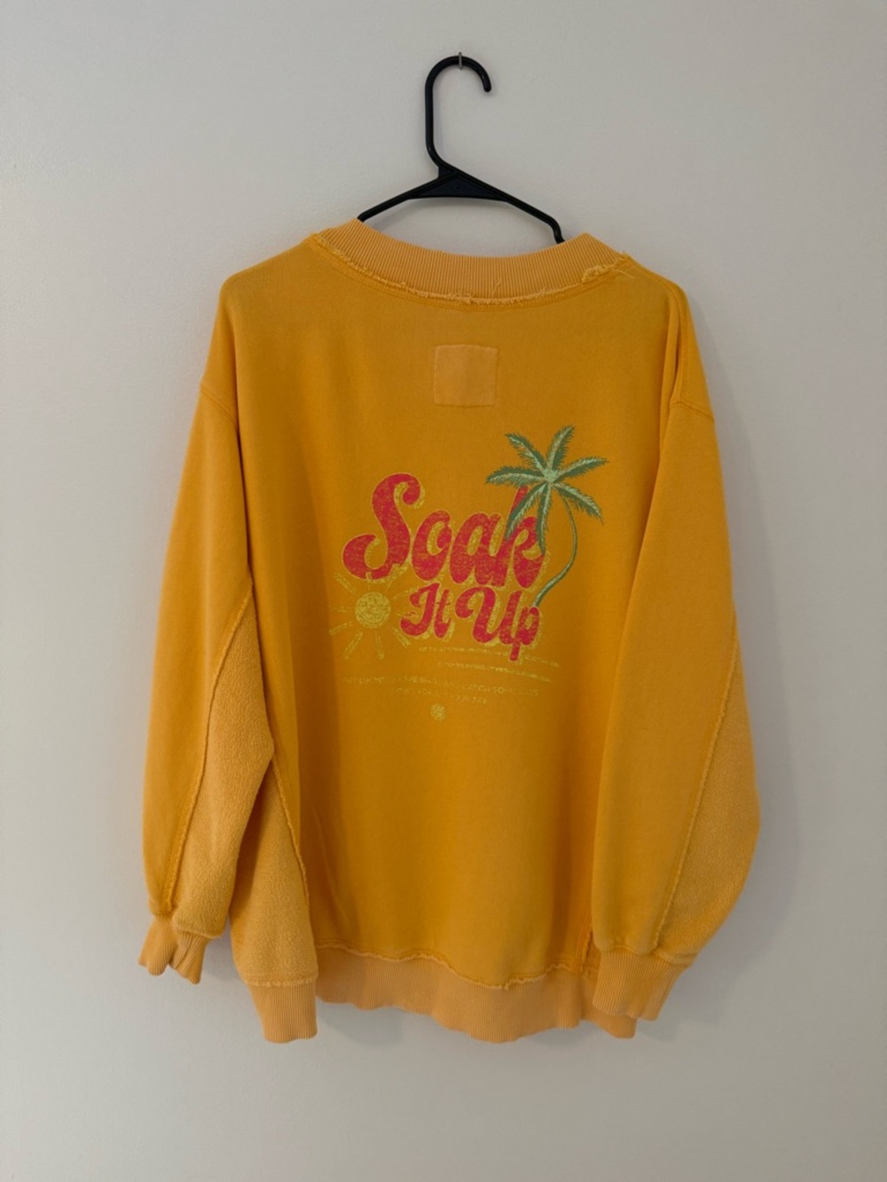 Aerie Oversized Bright Yellow Sweatshirt V-Neck Sz XS